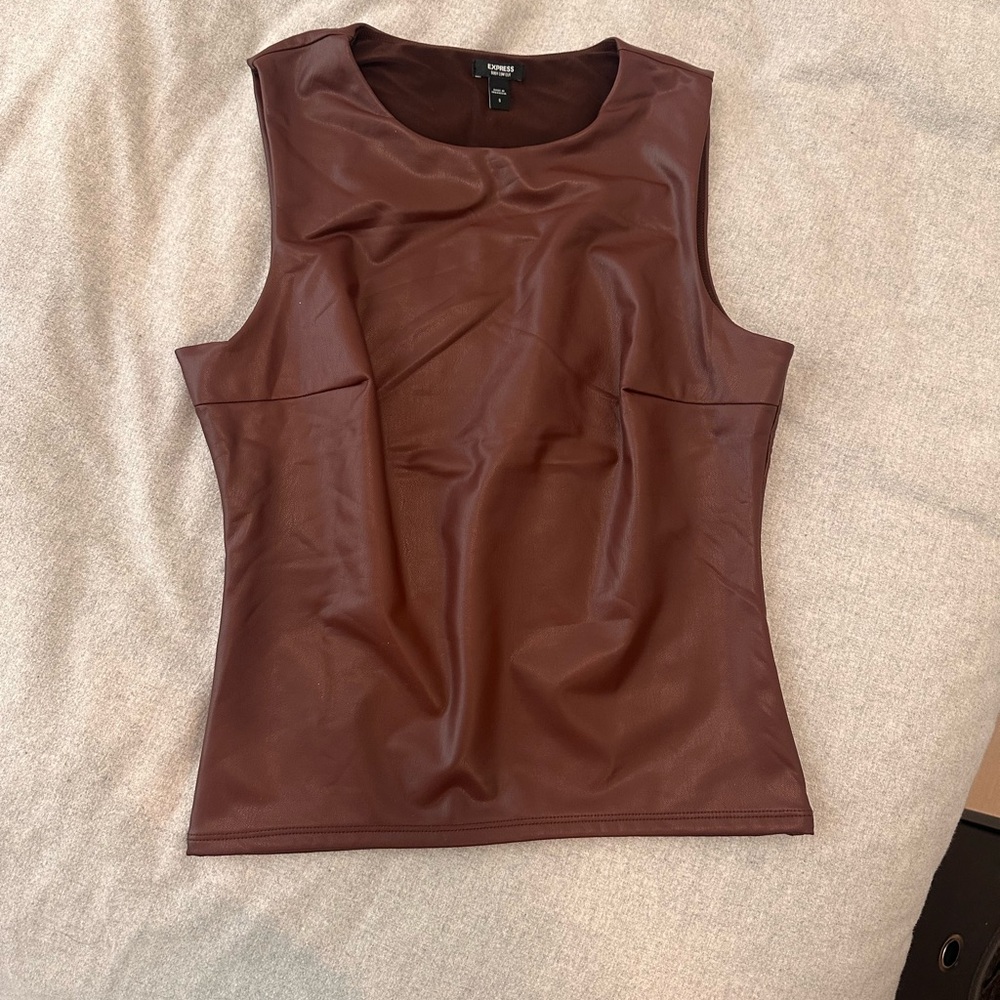 Express Chocolate Faux Leather Tank Top